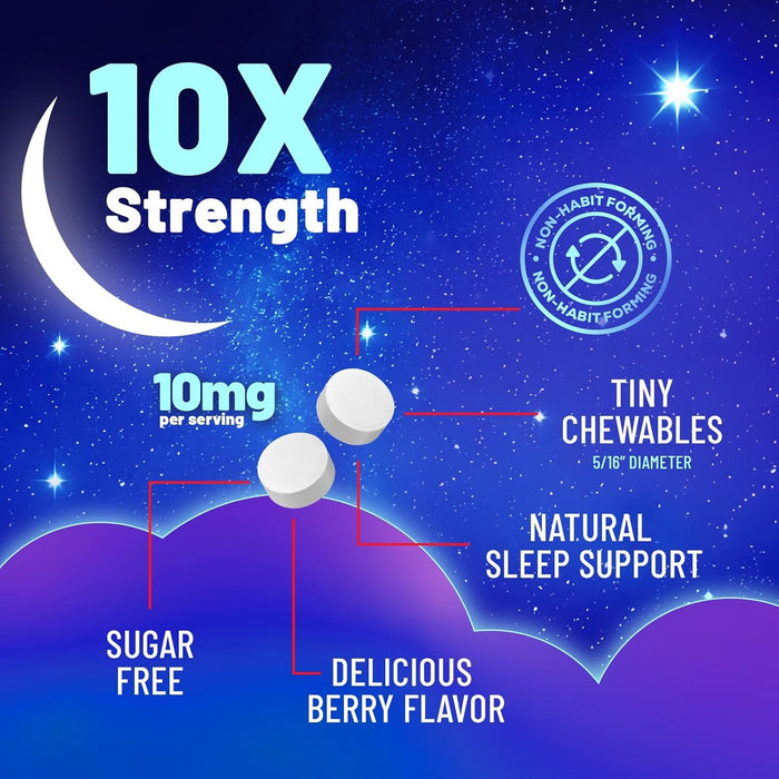 Fast Dissolve Melatonin 10mg, Sleep Support for Adults, Melatonin Sleep Supplement, for Promoting Restful Sleep, Non-Habit Forming, 100% Drug Free, Berry Flavored - 240 Chewable Tablets