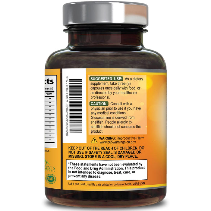 Turmeric Curcumin Supplement 2000mg with Glucosamine Chondroitin & Ginger, 95% Curcuminoids, BioPerine Black Pepper for Best Absorption, Nature's Joint Support, Non-GMO, Bottled in USA - 240 Capsules