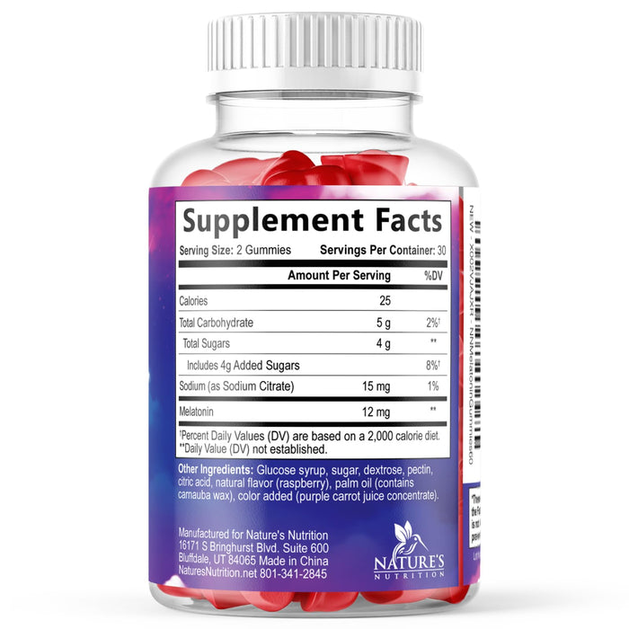 Sleep Gummies with Melatonin - Extra Strength Sleep Gummy, 12 mg Melatonin, Natural Melatonin Gummy, Occasional Sleep Support Supplement for Adults, Vegan, Non-GMO, Gomitas para Dormir - 60 Gummies