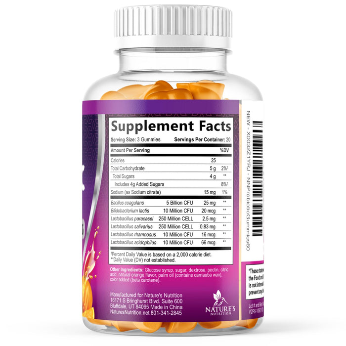Probiotic Gummies for Women & Men's Digestive Health, 5 Billion CFU, Best Daily Probiotics Gummy for Vaginal, Immune Support & Gut Health, Supports Occasional Constipation Gas & Bloating, 60 Gummies