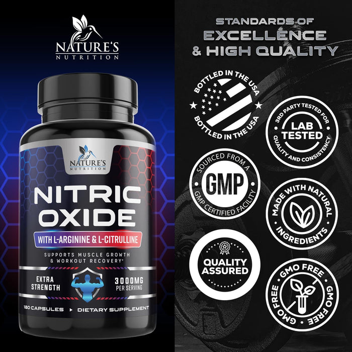 Nitric Oxide Support 3000 mg - 180 Capsules
