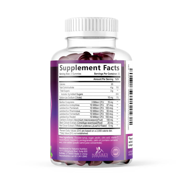 Menopause Supplements for Women - 3 Billion CFU Natural Menopause Relief for Mild Hot Flashes & Night Sweats, PH, Vaginal Health Support Probiotics for Women Gummy, Probiotic Supplement - 60 Gummies