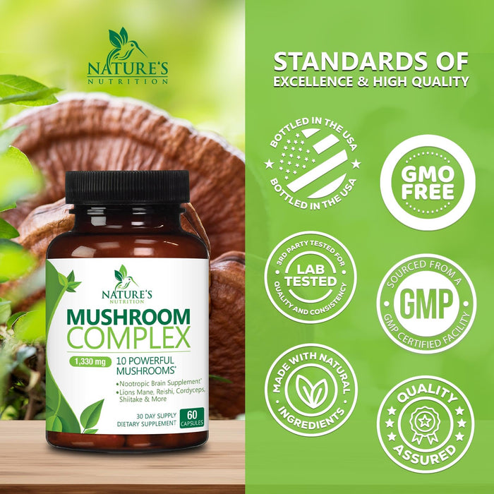 Mushroom Complex 10-in-1 1330 mg - 60 Capsules