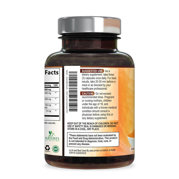 Turmeric Curcumin + Ginger & Black Pepper 1950 mg - 240 Capsules