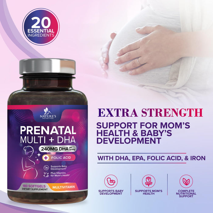 Prenatal Multivitamin + Folic Acid & DHA - 180 Softgels