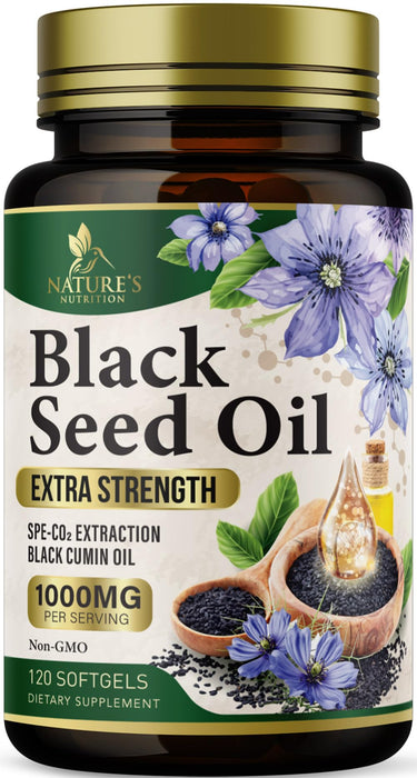 Black Seed Oil Softgels 1000mg - Premium Nigella Sativa Blackseed, Pure Natural Black Cumin Seed Oil & Antioxidant for Skin & Immune Support - Non GMO, Bottled in USA Supplement - 120 Softgels