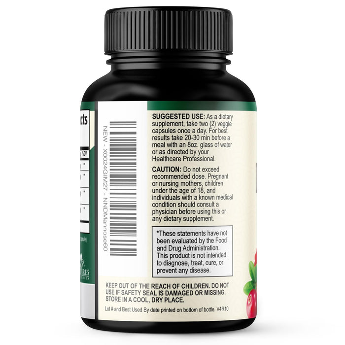 D-Mannose Supplement 1,350 mg with Cranberry & Hibiscus - Effective Fast-Acting, Flush The Impurities for Natural Bladder, Urinary Tract Health Support, for Women and Men, Non-GMO, Vegan, 60 Capsules