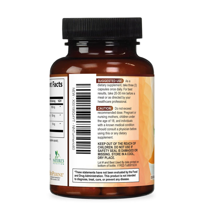 Turmeric Curcumin Supplement 1950mg - 95% Curcuminoids with Organic Turmeric & BioPerine Black Pepper Extract for Best Absorption, Nature's Vegan Joint Support, Non-GMO, Bottled in USA - 60 Capsules