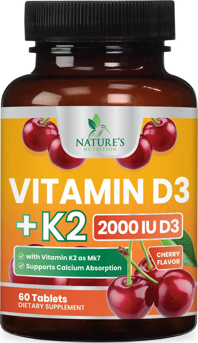 Vitamin D3 + K2 (MK-7) 2000 IU + 75 mcg - 60 Chewable Tablets