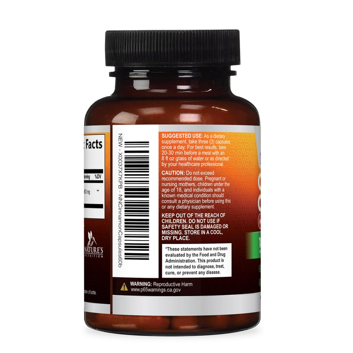 Organic Ceylon Cinnamon Supplement 1800mg - Certified Organic Ceylon Cinnamon Powder Pills - Energy & Heart Support for Women & Men, Bottled in USA, Antioxidant, Gluten Free, Non-GMO - 60 Capsules