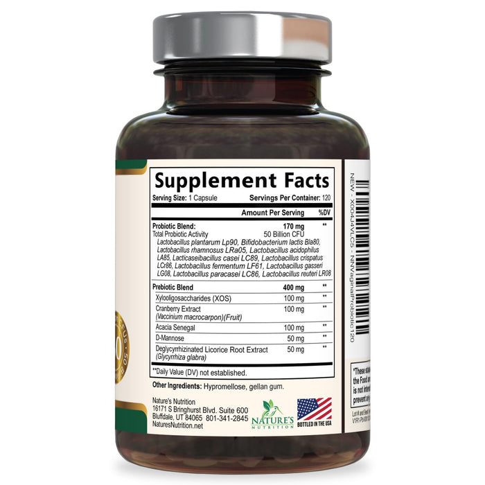 Vaginal Probiotics for Women pH Balance, Digestive, UT & Feminine Health Support - 50 Billion CFU, 10 Probiotic Strains, Prebiotics, & Cranberry - Supports Healthy Vaginal Odor & Flora