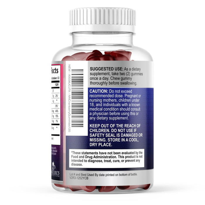 Cranberry Gummies 50:1 Cranberry Extract - Urinary Tract Support Made with 25,000mg, Helps Cleanse & Protect, Cran Berry Gummy Supplement + Vitamin C, Chewable Cran Pills for Women - 120 Gummies