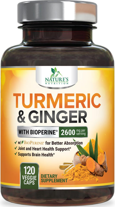 Turmeric Curcumin + Ginger & Black Pepper 2600 mg - 120 Capsules