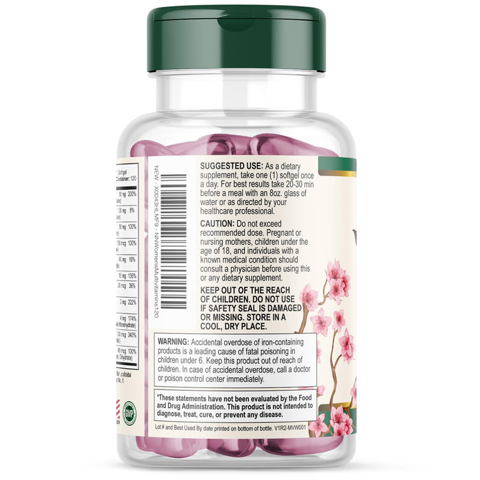 Multivitamin for Women with Iron, Calcium, Zinc, Vitamin A, C, D, E, & B Vitamins for Bone, Skin & Immune Health Support, Nature's Daily Womens Multivitamins for Women's Energy & Health, 120 Softgels
