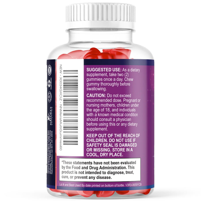 Multivitamin for Men - Daily Mens Multivitamins & Multiminerals with Vitamin D, Vitamin C, B12 Zinc & More - Energy, Memory, Focus & Immune Health Support - Essential for Men Over 40 - 60 Gummies