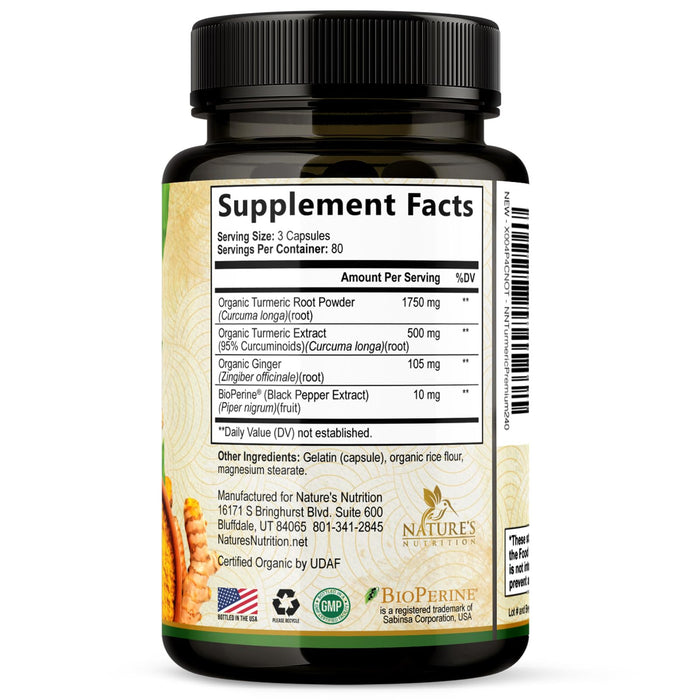 Turmeric Curcumin + Ginger & Black Pepper 1750 mg - 240 Count