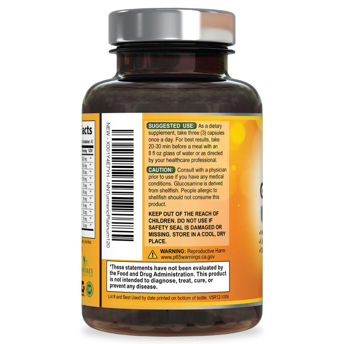 Turmeric Curcumin Supplement 2000mg with Glucosamine Chondroitin & Ginger, 95% Curcuminoids, BioPerine Black Pepper for Best Absorption, Nature's Joint Support, Non-GMO, Bottled in USA - 120 Capsules