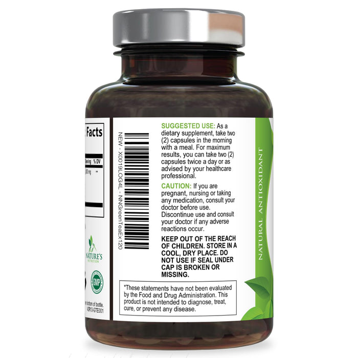 Green Tea Extract Capsules 1000mg 98% Standardized EGCG - 3X Strength for Natural Energy - Heart Support with Polyphenols - Gentle Caffeine - 120 Capsules