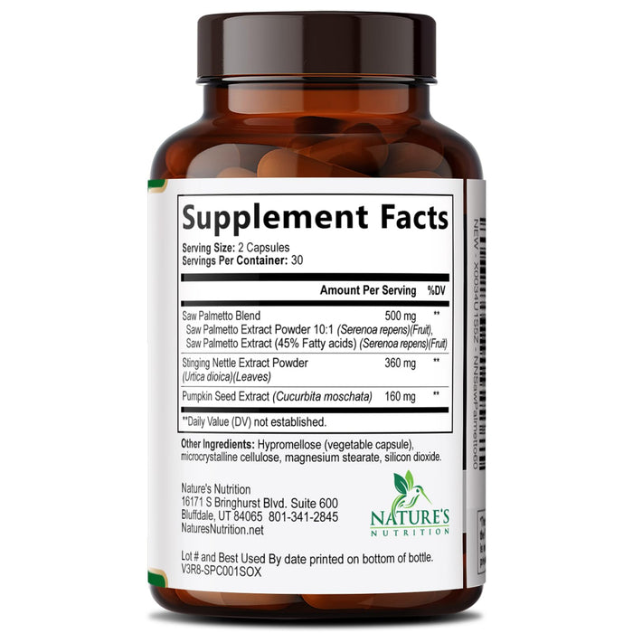 Saw Palmetto for Men 1000MG Prostate Health Supplement - Saw Palmetto Extract Prostate Support Supplement, Prostate Supplements for Men's Health Support, Prostate Urinary Health Support, 60 Capsules