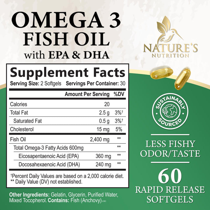 Omega-3 Fish Oil 2400 mg - 60 Softgels