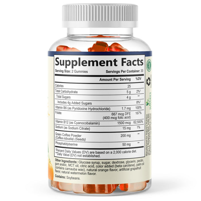 Brain Supplements Gummies for Memory, Focus, Concentration - Brain Gummy Vitamin Plus Nootropics, Phosphatidylserine, B6 & B12, Caffeine Free Nootropic, Clarity Support Supplement - 60 Gummies