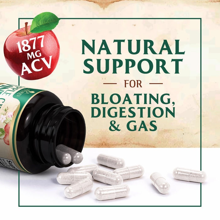 Apple Cider Vinegar Capsules 1877mg - Extra Strength Detox & Cleanse with Vitamin D & Zinc - Premium ACV Pills with Joint Natural Digestion & Immune Support - Vegetarian Supplement - 60 Capsules