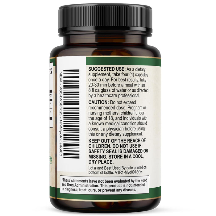 Myo-Inositol & D-Chiro Inositol 1025mg - 40:1 Ideal Ratio for Ovarian Support, Vegan Myo & D Chiro Supplement for Women's Natural Balance and Hormone Support, Vitamin B8, Non-GMO - 60 Capsules