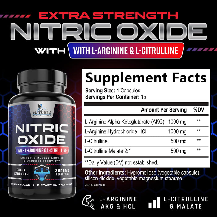 Nitric Oxide Support 3000 mg - 60 Capsules