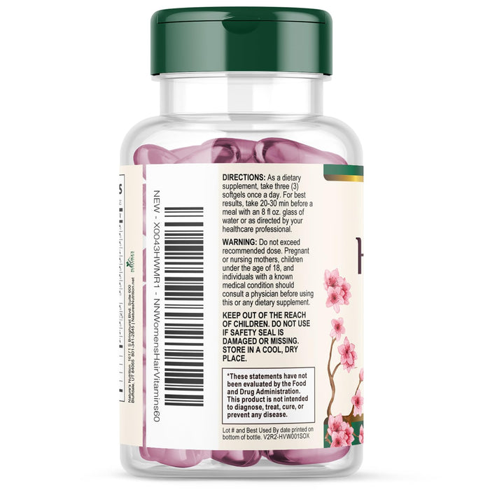 Hair Vitamins Biotin 5000 mcg Collagen for Hair Skin and Nails Vitamin Nature's, Supports Supplement Fast Fuller Thicker Healthy Growth Support, with Hyaluronic Acid Women & Men, Non-GMO, 60 Softgels