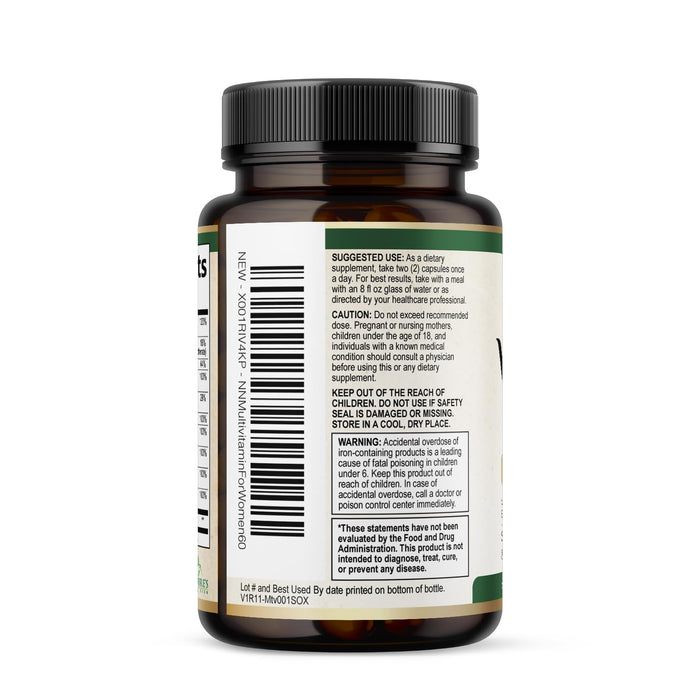 Multivitamin for Women with Vitamins A, C, D, E, B6, B12, Zinc, Calcium & Magnesium, Womens Daily Multi Vitamin Multimineral Supplement for Bone Health, Energy & Immune Support, Non-GMO - 60 Capsules