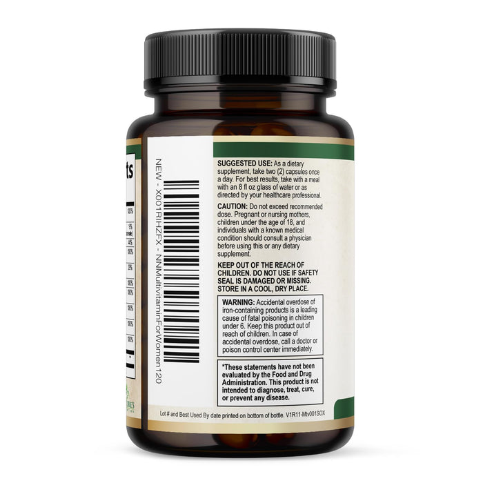 Multivitamin for Women with Vitamins A, C, D, E, B6, B12, Zinc, Calcium & Magnesium, Womens Daily Multi Vitamin Multimineral Supplement for Bone Health, Energy & Immune Support, Non-GMO - 120 Capsules
