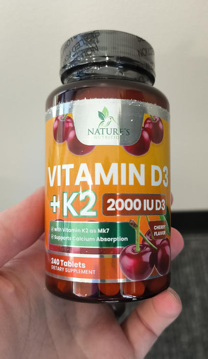 Vitamin D3 + K2 (MK-7) 2000 IU + 50 mcg - 240 Chewable Tablets