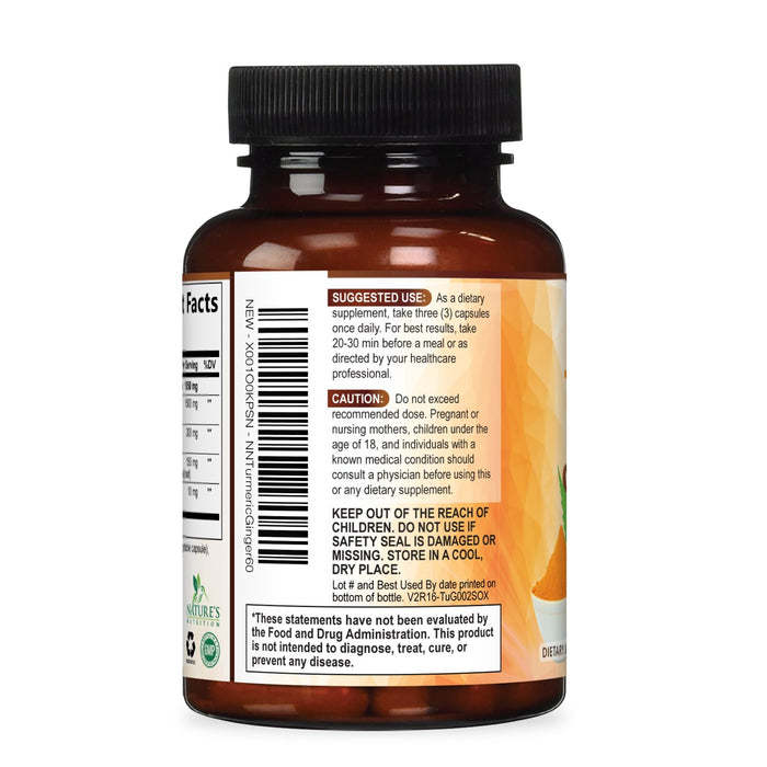 Turmeric Curcumin + Ginger & Black Pepper 1950 mg - 60 Capsules