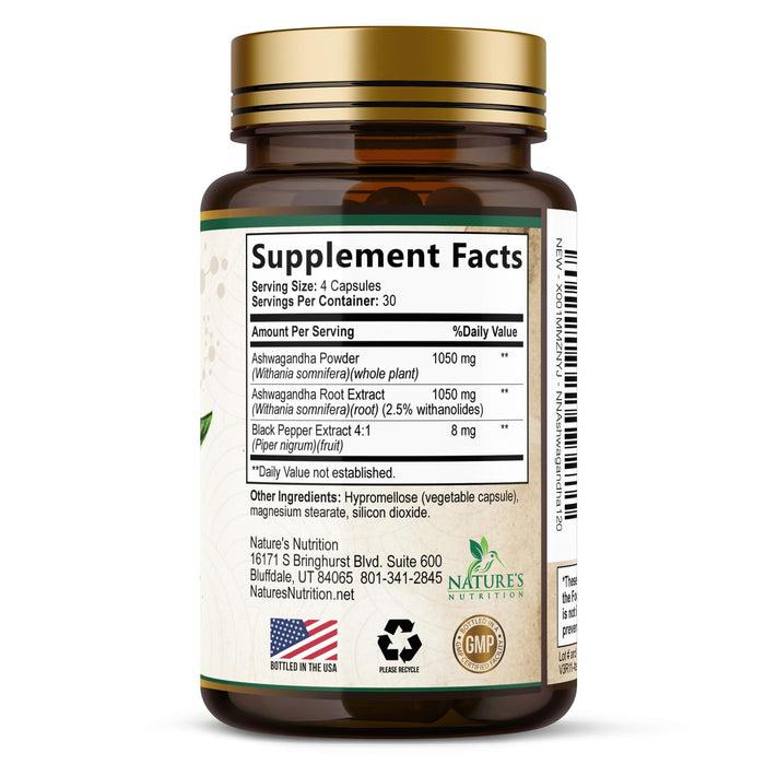 Ashwagandha Capsules for Women & Men - 2100mg Ashwagandha Supplement, Natural Antioxidant Support, Ashwa Root Extract, Extra Strength Calm Support with Black Pepper, Vegan & Gluten Free - 120 Capsules