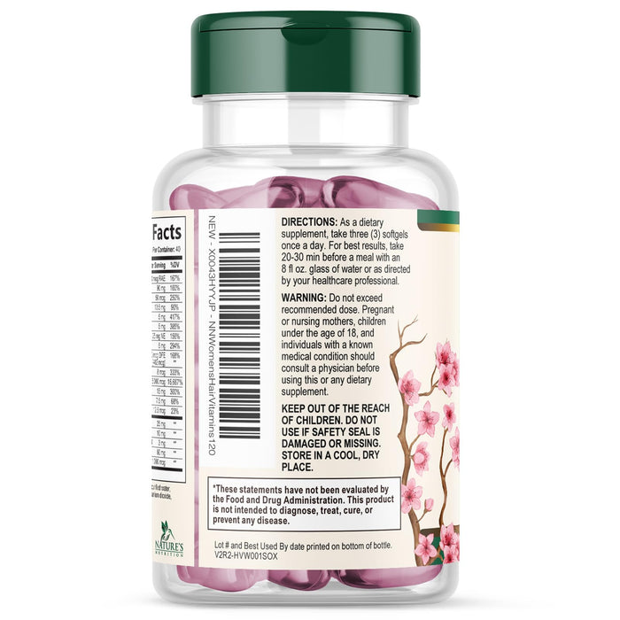 Hair Vitamins Biotin 5000 mcg Collagen for Hair Skin and Nails Vitamin Nature's, Supports Supplement Fast Fuller Thicker Healthy Growth Support, with Hyaluronic Acid Women & Men, Non-GMO, 120 Softgels