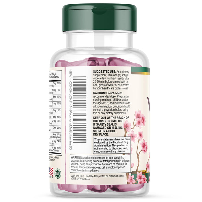 Multivitamin for Women with Iron, Calcium, Zinc, Vitamin A, C, D, E, & B Vitamins for Bone, Skin & Immune Health Support, Nature's Daily Womens Multivitamins for Women's Energy & Health, 60 Softgels