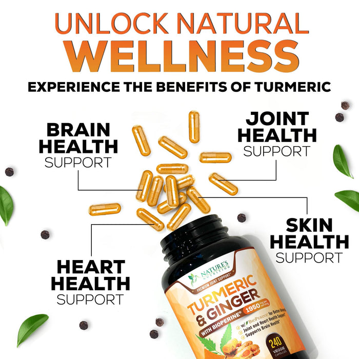 Turmeric Curcumin + Ginger & Black Pepper 1950 mg - 240 Capsules