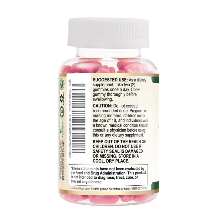 Hair Vitamins Gummies with Biotin 5000 mcg - Stronger, Radiant Hair, Skin & Nails Supplement - Vitamin E & C, Hair Growth Support Vitamin for Women & Men, Non-GMO & Gluten Free - 60 Gummies