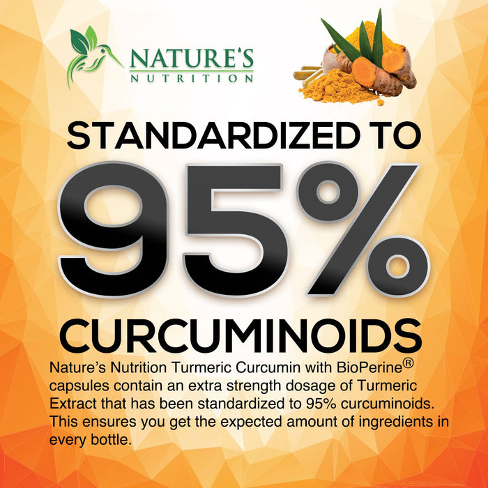 Turmeric Curcumin Supplement with BioPerine 95% Curcuminoids 2600mg with Black Pepper for Best Absorption, Bottled in USA, Best Natural Vegan Joint Support, Nature's Non-GMO Tumeric - 180 Capsules