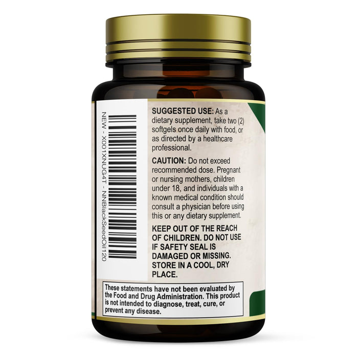 Black Seed Oil Softgels 1000mg - Premium Nigella Sativa Blackseed, Pure Natural Black Cumin Seed Oil & Antioxidant for Skin & Immune Support - Non GMO, Bottled in USA Supplement - 120 Softgels