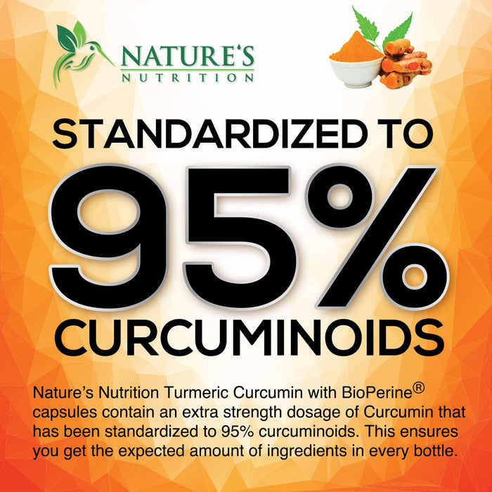 Turmeric Curcumin Supplement 1950mg - 95% Curcuminoids with Organic Turmeric & BioPerine Black Pepper Extract for Best Absorption, Nature's Vegan Joint Support, Non-GMO, Bottled in USA - 180 Capsules