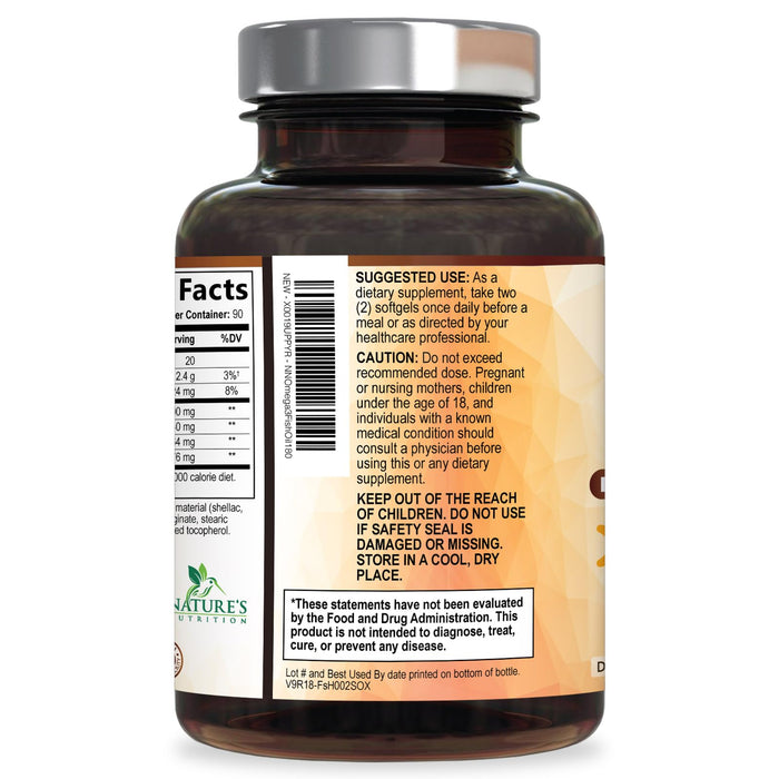 Omega 3 Fish Oil 2400 mg – Triple Strength EPA & DHA Fatty Acids for Heart, Brain & Joint Support – Wild-Caught, Burpless, Lemon Flavor Supplement – Natural, Non-GMO, Gluten-Free – 180 Softgels