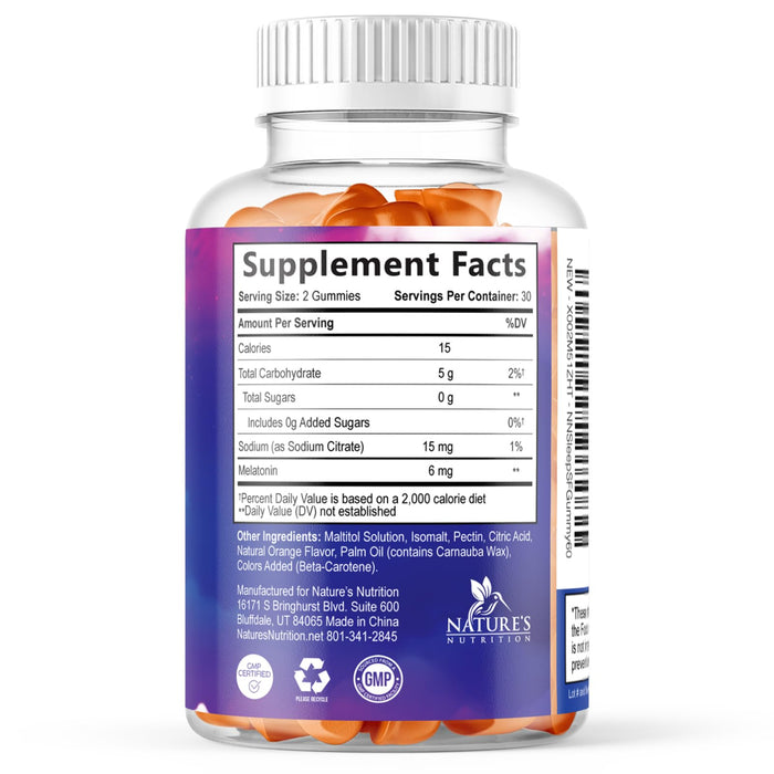 Melatonin Sleep Gummies Sugar Free - 6 mg Natural Melatonin Sleep Gummies for Adults, Extra Strength Sleep Gummy Supplements, Occasional Sleeping Support Supplement, Gomitas para Dormir