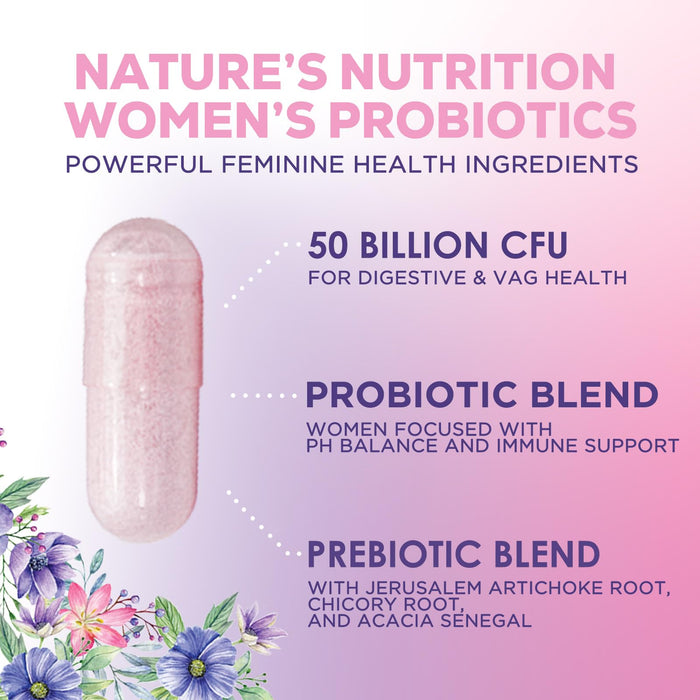 Probiotics for Women - Probiotic Blend 50 Billion CFU Per Cap - 16 Feminine Health Strains Women's Probiotic - Prebiotic for Vaginal PH Balance, Urinary UT Health Support - Bottled USA - 120 Capsules
