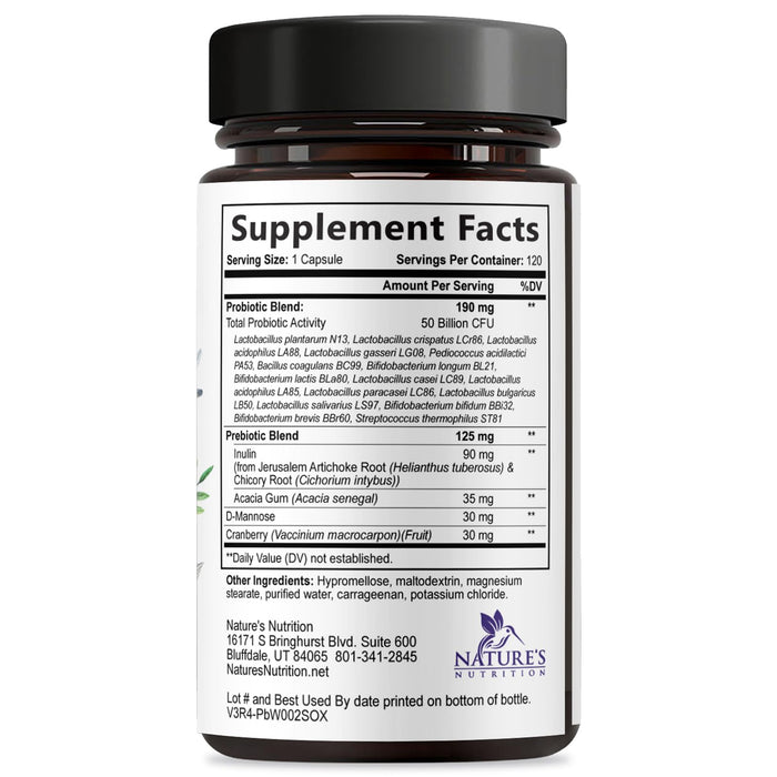 Probiotics for Women - Probiotic Blend 50 Billion CFU Per Cap - 16 Feminine Health Strains Women's Probiotic - Prebiotic for Vaginal PH Balance, Urinary UT Health Support - Bottled USA - 120 Capsules