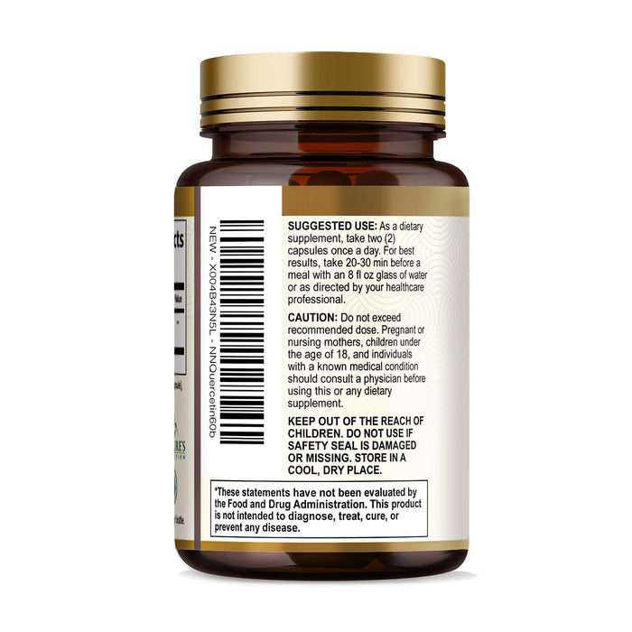 Quercetin 1000mg Per Serving – Extra Strength Quercetin Dihydrate Capsules from Sophora Japonica – Plant-Based Bioflavonoids for Cellular & Immune Support – Non-GMO, Vegan - 60 Veggie Capsules