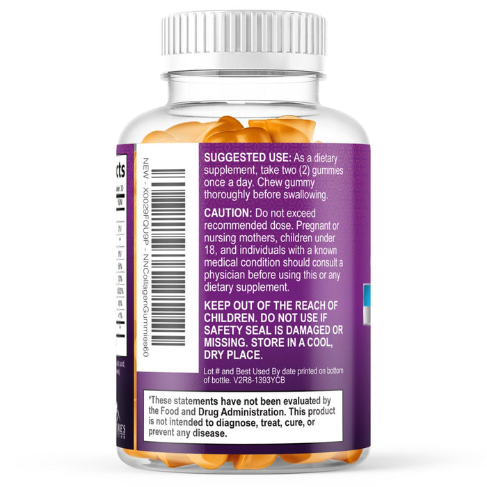 Collagen Gummies for Women with Vitamin C, Zinc & Biotin - Hydrolyzed Protein Type 1 & 3 Multi Collagen Peptides Supplement - Support for Hair, Skin, Nails & Joints, Gluten Free Complex - 60 Gummies