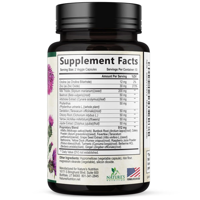 Liver Cleanse Detox & Repair Formula - Herbal Liver Support Supplement with Milk Thistle with Silymarin, Artichoke Extract, Dandelion, Beet, Chicory Root, & Turmeric for Liver Health - 120 Capsules