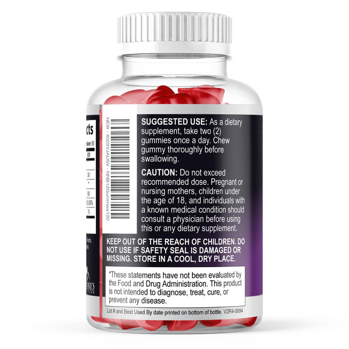 B12 Gummies for Adults, Extra Strength Energy 3000 mcg - B-12 Energy Metabolism & Immune System Support - Chewable Dietary Supplement for Adults & Kids Caffeine Free Gummy Vitamin - 120 Gummies