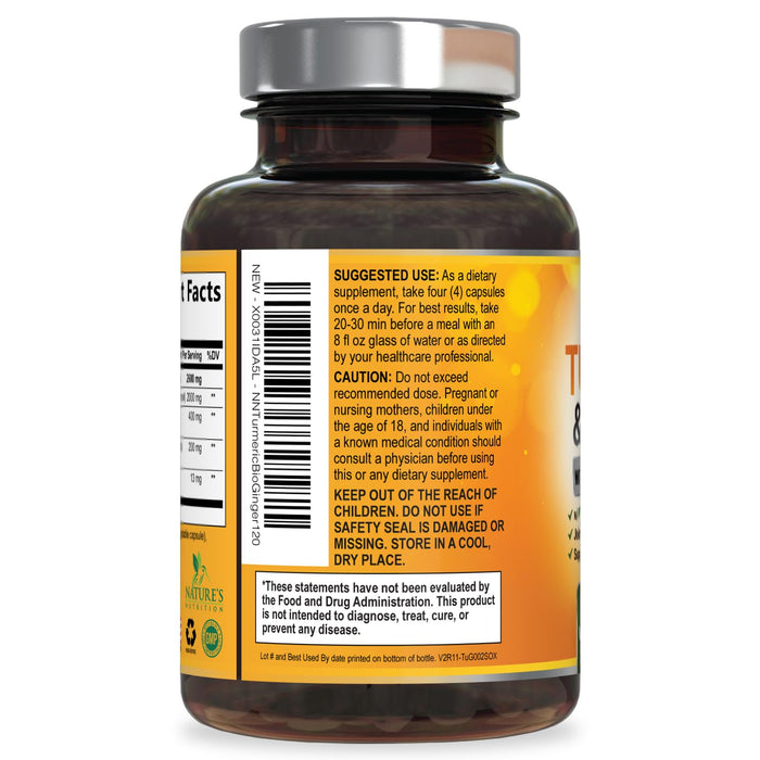 Turmeric Curcumin + Ginger & Black Pepper 2600 mg - 120 Capsules